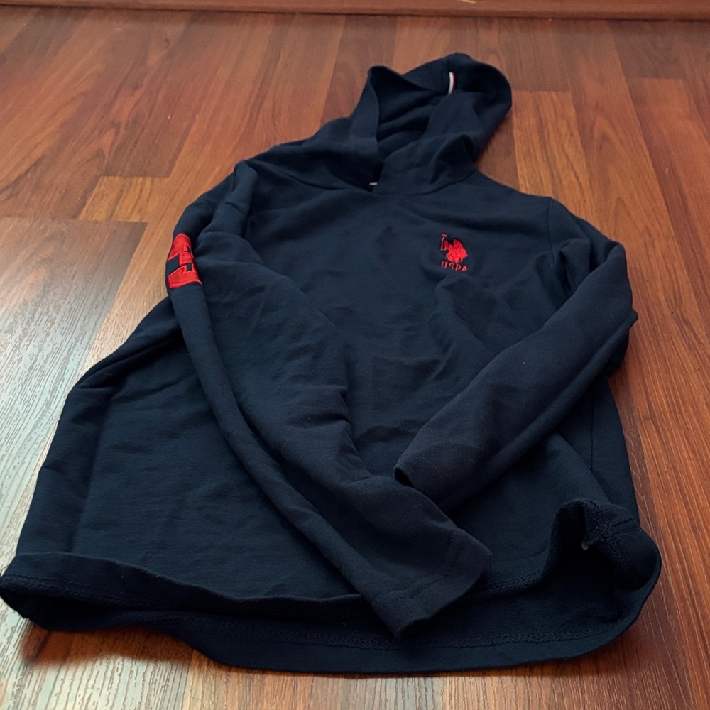U.S. Polo Assn. Navy Hoodie with Red and White Accents